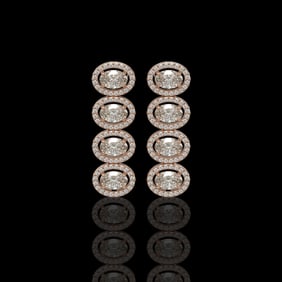 5.33 ctw Oval Cut Diamond Micro Pave Earrings 18K Rose Gold