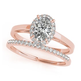 Natural 1.42 CTW Diamond Engagement Ring SET 14K Rose Gold