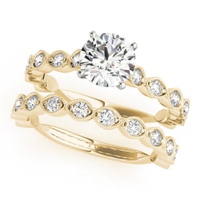 Natural 2.08 CTW Diamond Engagement Ring SET 14K Yellow Gold