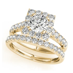 Natural 2.75 CTW Diamond Engagement Ring SET 18K Yellow Gold