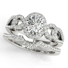 Natural 2.33 CTW Diamond Engagement Ring SET 18K White Gold