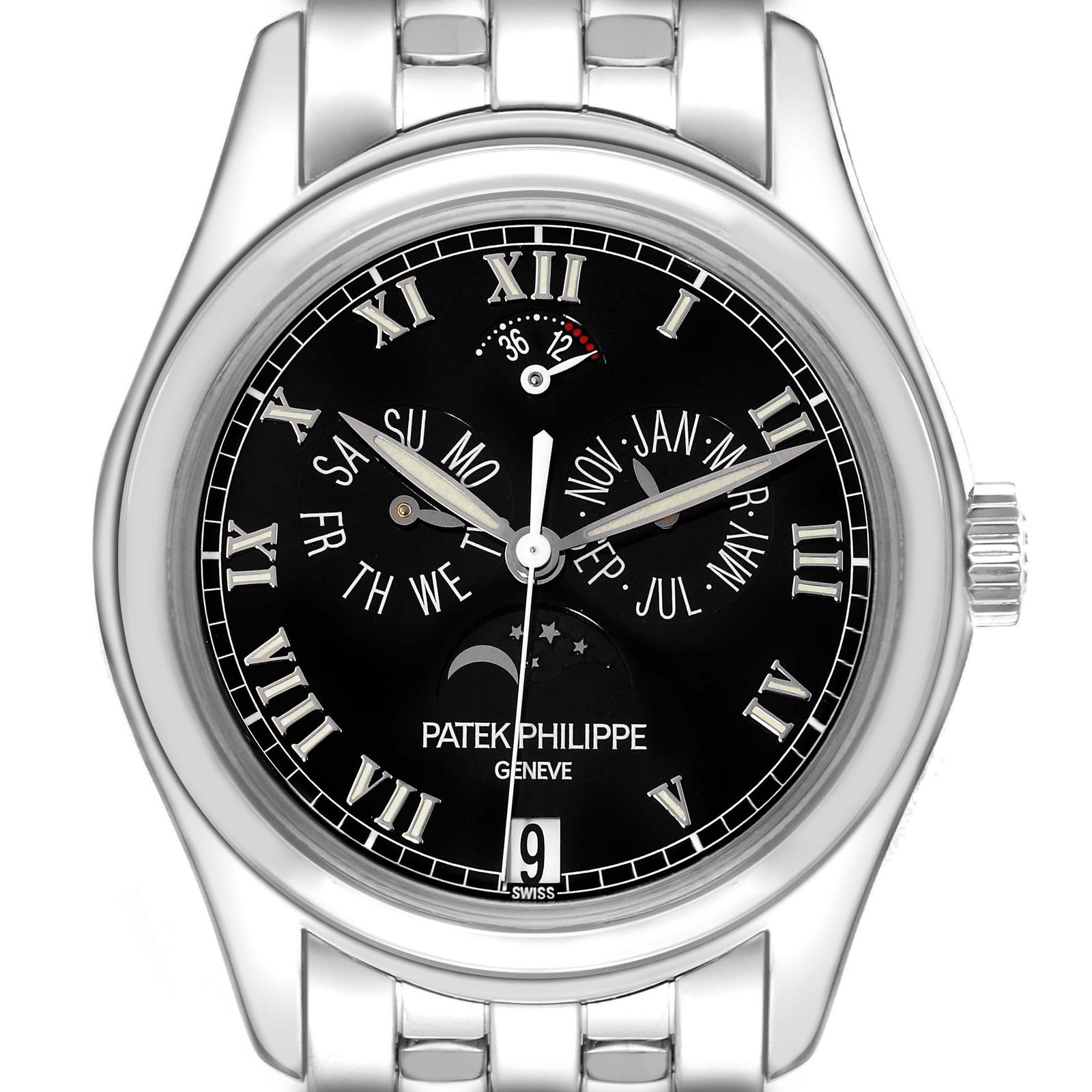Patek Philippe Annual Calendar Moonphase: Patek Philippe Annual Calendar Moonphase White Gold Watch 5036 SKU no: RBJ53665 Brand: Patek Philippe Model Name: Patek Philippe Annual Calendar Moonphase White Gold Watch 5036 Model Number: 5036/1G S