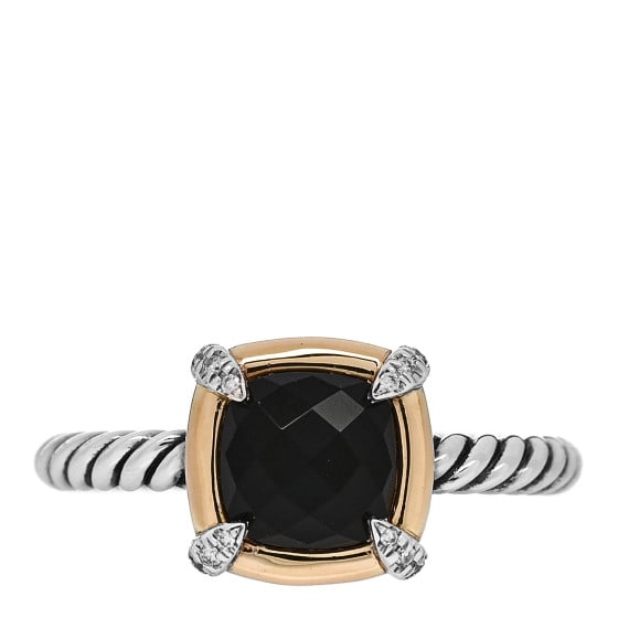 David Yurman Sterling Silver 18K: David Yurman Sterling Silver 18K Yellow Gold Diamond Black Onyx 7mm Petite Chatelaine Ring 54 7 SKU no: RBJ1426244 Condition: Very Good Condition Details: Hardware: Scratch(es) Size: 7 US Size: 54 EU 