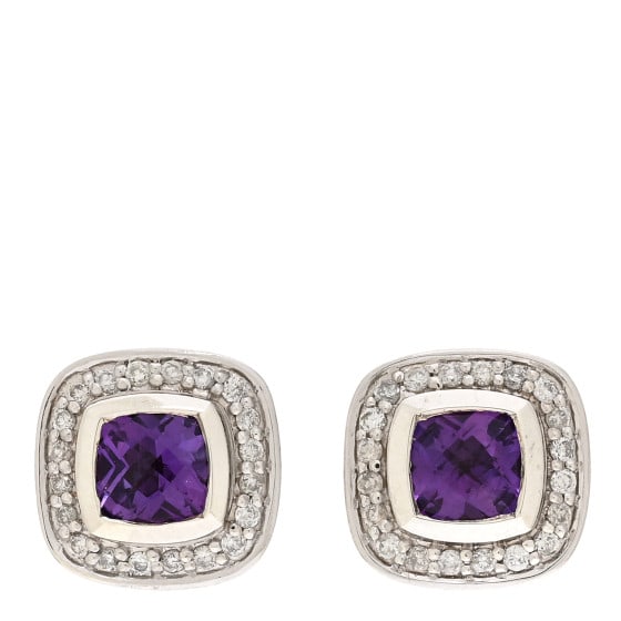 David Yurman Sterling Silver Diamond: David Yurman Sterling Silver Diamond Amethyst 5mm Petite Albion Earrings SKU no: RBJ1414290 Brand: DAVID YURMAN Condition: Very Good Condition Details: Hardware: Scratch(es) Width: 10 mm Length: 10 mm