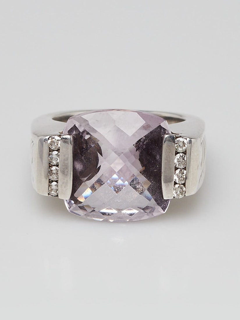 David Yurman Lavender Amethyst and: David Yurman Lavender Amethyst and Diamond Deco Cable Ring Size 7.25 Overall Condition: Gently used Designer: David Yurman Material: 925 Sterling Silver, amethyst and diamonds Size: 7.25 Includes: Dav