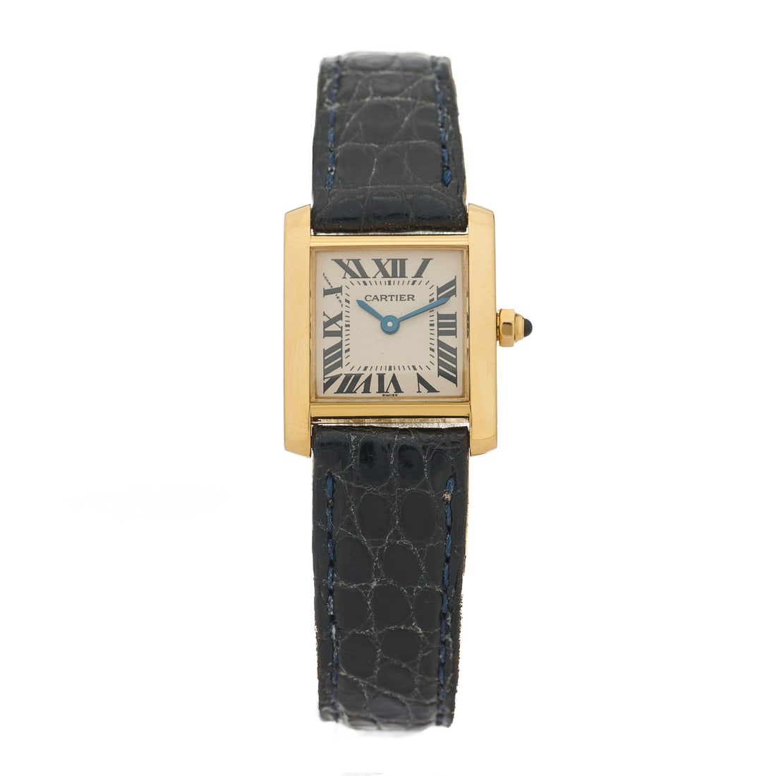 Cartier CARTIER 18K Yellow Gold: Cartier CARTIER 18K Yellow Gold Alligator 20mm Tank Francaise Quartz Watch Item #: 1435974 Condition: Very Good Condition Details: Exterior: Sizing marks, surface wear Circumference: 6 in to 0.00 in C