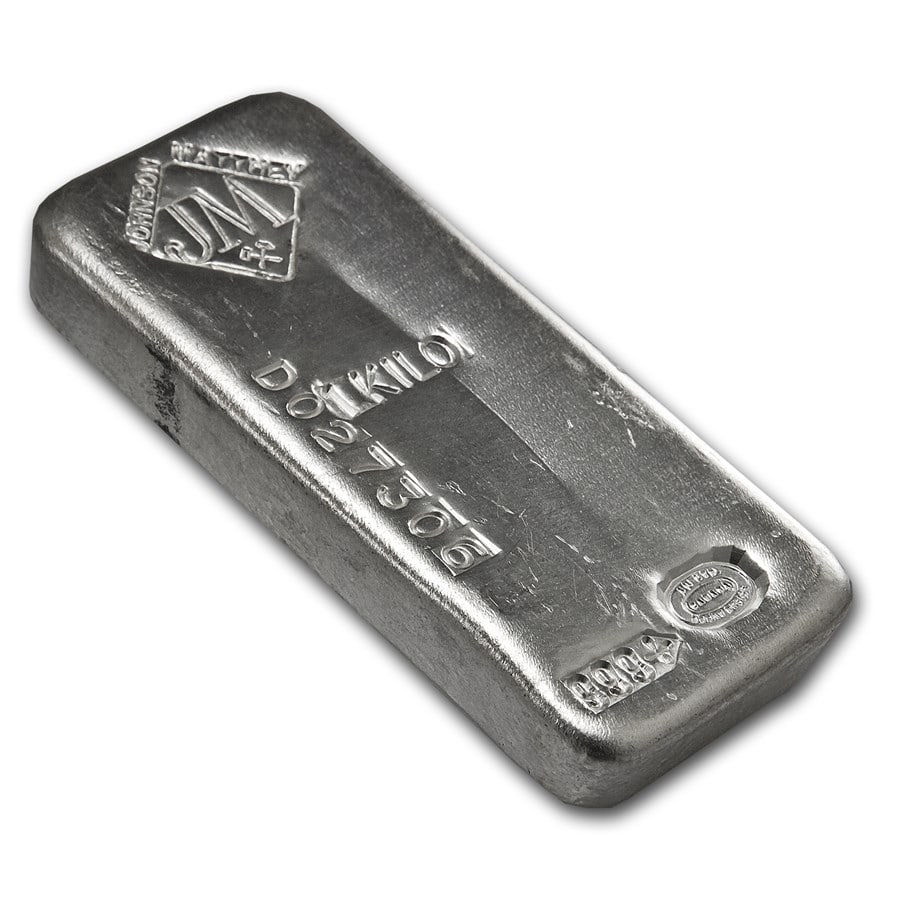 1 kilo Silver Bar -: 1 kilo Silver Bar - Johnson Matthey (Canada, Serial #) SKU n: RBJ42827 Year: N/A Grade: None Grade Service: None Mint Mark: N/A - Not Available Metal Content: 32.15 troy oz Purity: .999 <