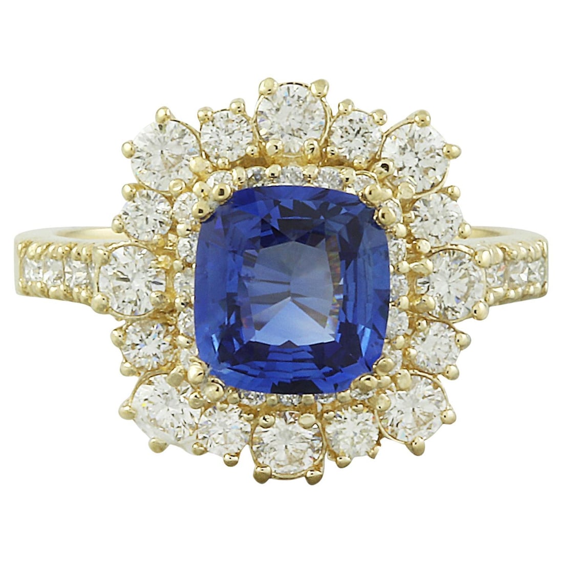 Tanzanite Diamond Ring 14K Yellow Gold: Natural Tanzanite Diamond Ring 14K Yellow Gold Ring Size: 7 US, Resizable Metal: 14k Gold, Yellow Gold Stone: Diamond, Tanzanite Stone Cut: Cushion Cut Weight: 1.7 ct Style: Modern Place of Origin: Un