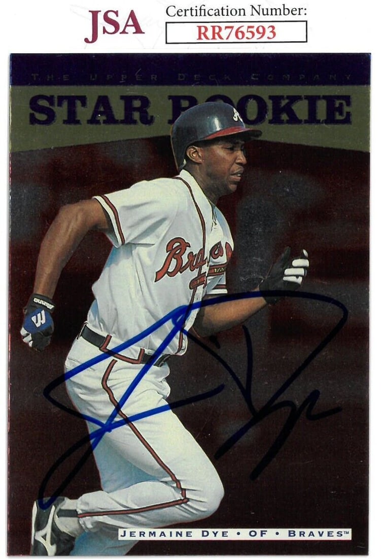 Jermaine Dye signed 1996 Upper: Jermaine Dye signed 1996 Upper Dec Bowmans Best Rookie Card (RC) #21- JSA Jermaine Dye signed 1996 Upper Dec Bowmans Best Rookie Card (RC) #21- JSA SKU no: 7263058427992