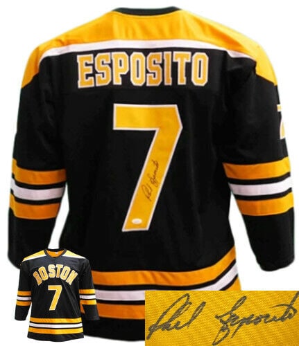 Phil Esposito signed Boston Black: Phil Esposito signed Boston Black TB Custom Stitched Pro Hockey Jersey XL- JSA Phil Esposito signed Boston Black TB Custom Stitched Pro Hockey Jersey XL- JSA SKU no: 7263252578392
