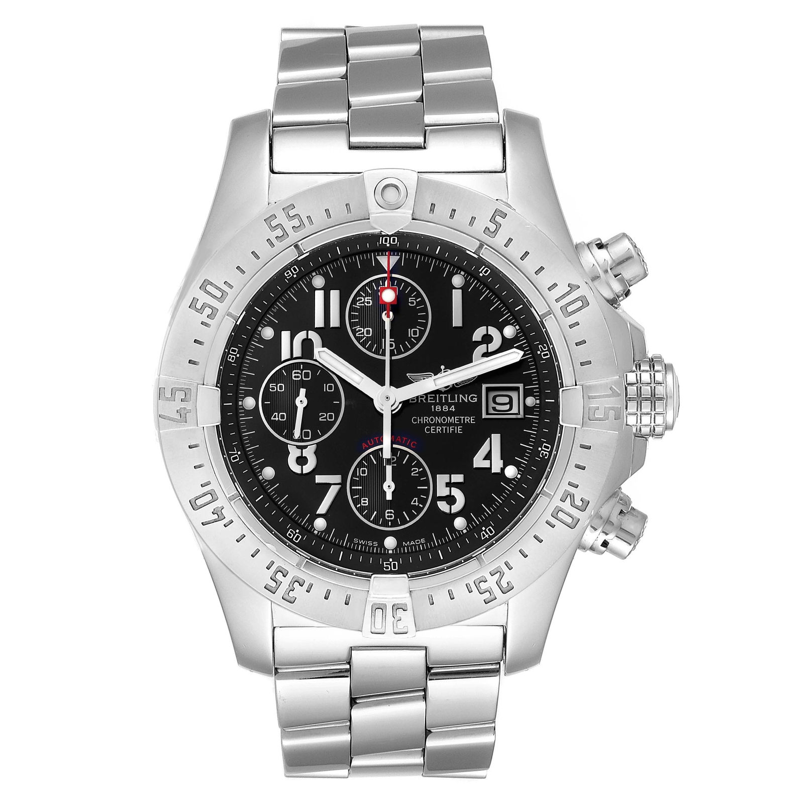 Breitling Aeromarine Avenger Skyland Black: Breitling Aeromarine Avenger Skyland Black Dial Watch A13380 SKU no: RBJ53277 Brand: Breitling Model Name: Breitling Aeromarine Avenger Skyland Black Dial Watch A13380 Model Number: A13380 Year: 2009