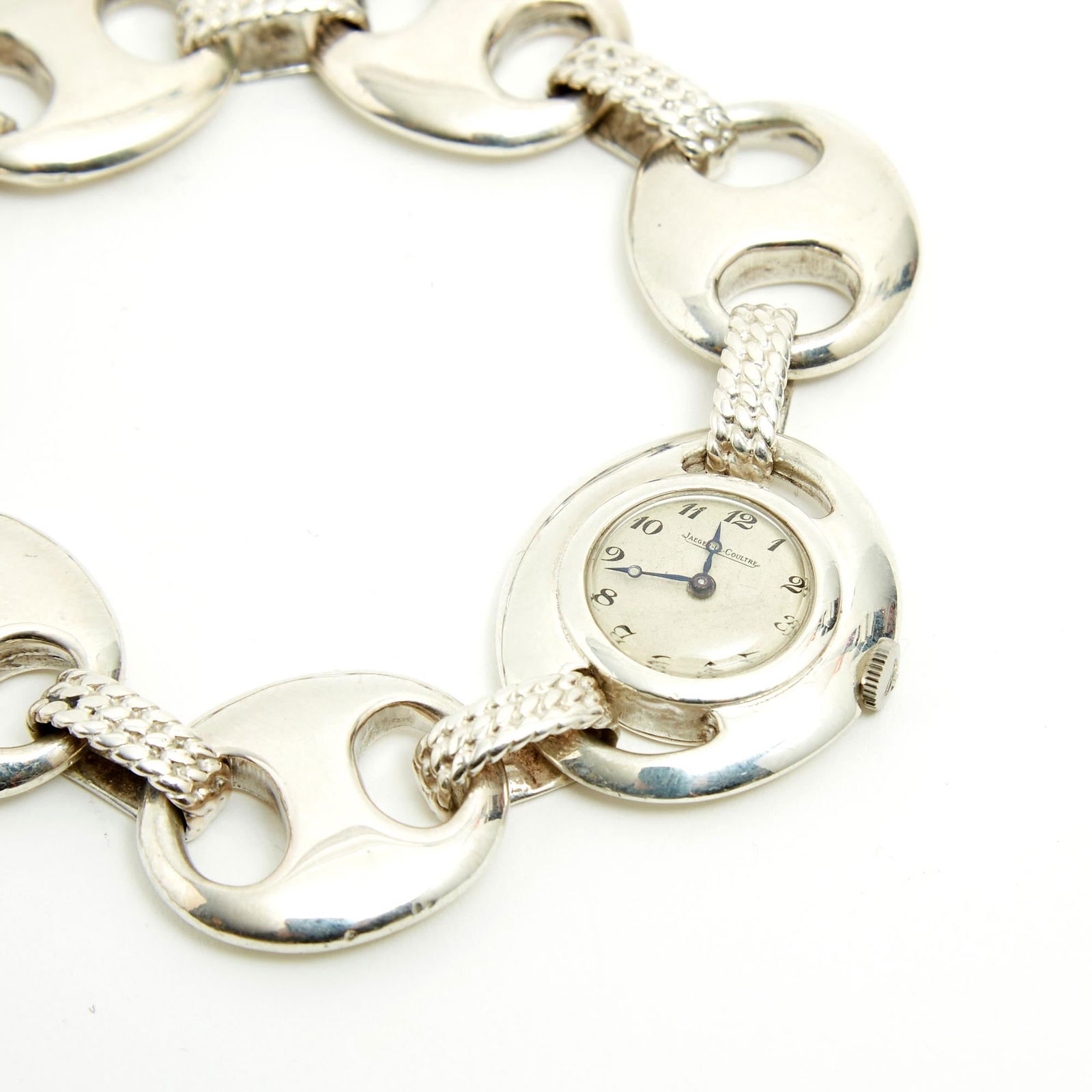1970 Jaeger Lecoultre Montre Hermes: 1970 Jaeger Lecoultre Montre Hermes Grain de Caf? Silver Watch Rare BRAND: Jaeger-LeCoultre Case Material: Silver Strap Material: Silver Case Shape: Round Movement: Manual Wind Case Dimensions: Wi