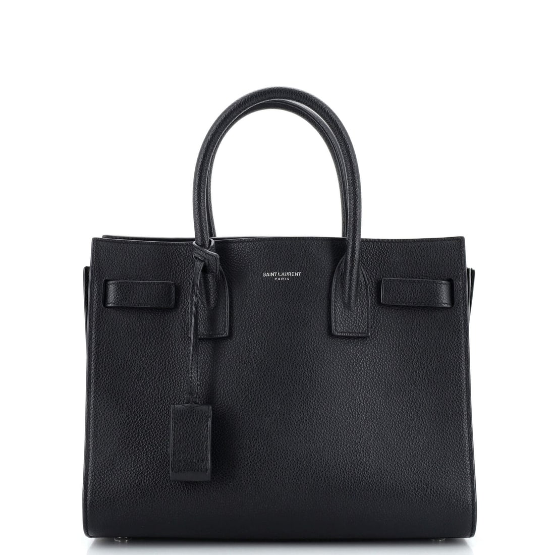 Saint Laurent Sac de Jour: Saint Laurent Sac de Jour NM Bag Leather Baby Exterior Color: Black Interior Color: Black Exterior Material: Leather Interior Material: Fabric, Leather Hardware Color: Silver Accessories: Clochett
