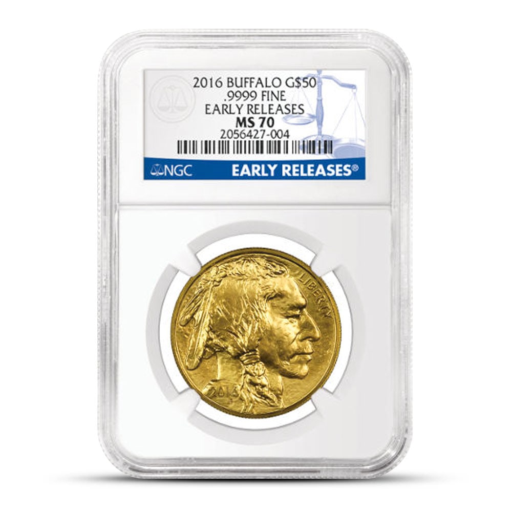 2016 1 oz American Gold: 2016 1 oz American Gold Buffalo Coin NGC MS70 ER SKU no: RBJ886085 Year: 2016 Grade: MS70 ER Grade Service: NGC Mint Mark: Not Shown Purity: .9999 Manufacturer: US Mint Thickness