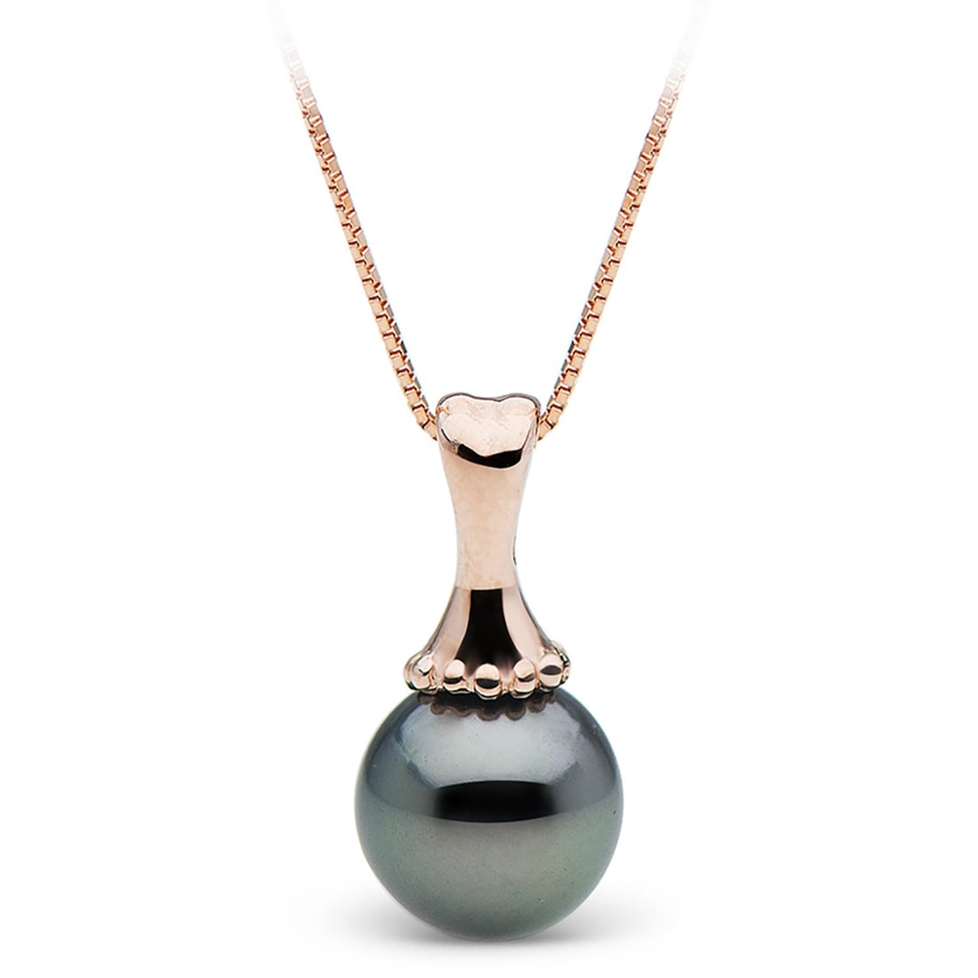 Black Tahitian Pearl Solitaire 'Weilele' Pendant: Black Tahitian Pearl Solitaire 'Weilele' Pendant Chain NOT included 8.0-9.0mm / 14K Rose Gold