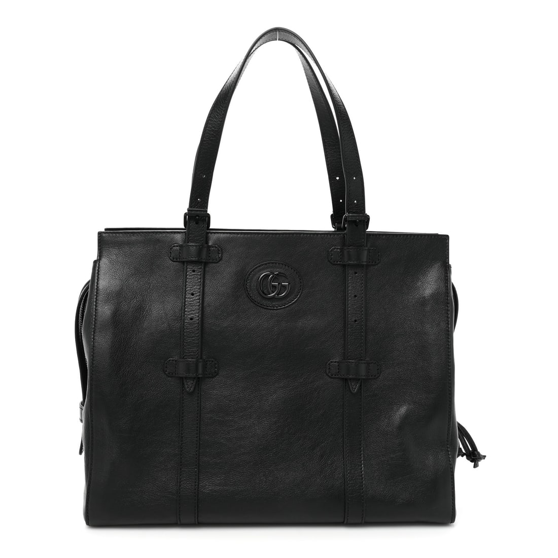 Calfskin Tonal GG Medium Tote: Gucci Calfskin Tonal GG Medium Tote Bag Black Brand: GUCCI Condition: Excellent Condition Details: Exterior: Creases, Handle: Creases, Interior: Creases, pilling, Hardware: Faint scratch(es) Length: 1