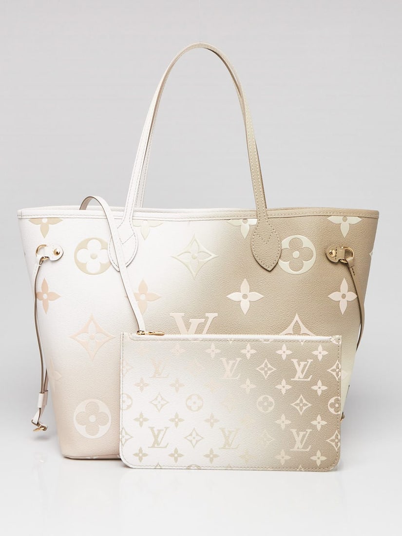 Louis Vuitton Limited Edition Sunset: Louis Vuitton Limited Edition Sunset Kaki Giant Monogram Neverfull MM Bag Overall Condition: New Exterior Condition: New Interior Condition: New Designer: Louis Vuitton Material: Sunset Kaki embossed 