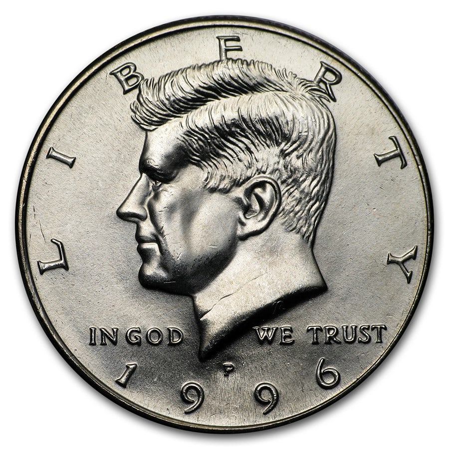 1996-P Kennedy Half Dollar BU: 1996-P Kennedy Half Dollar BU SKU no: RBJ6063 Year: 1996 Grade: Brilliant Unc Grade Service: None Denomination: 50 Cents Mint Mark: P - Philadelphia Metal Content: 0 troy oz Puri
