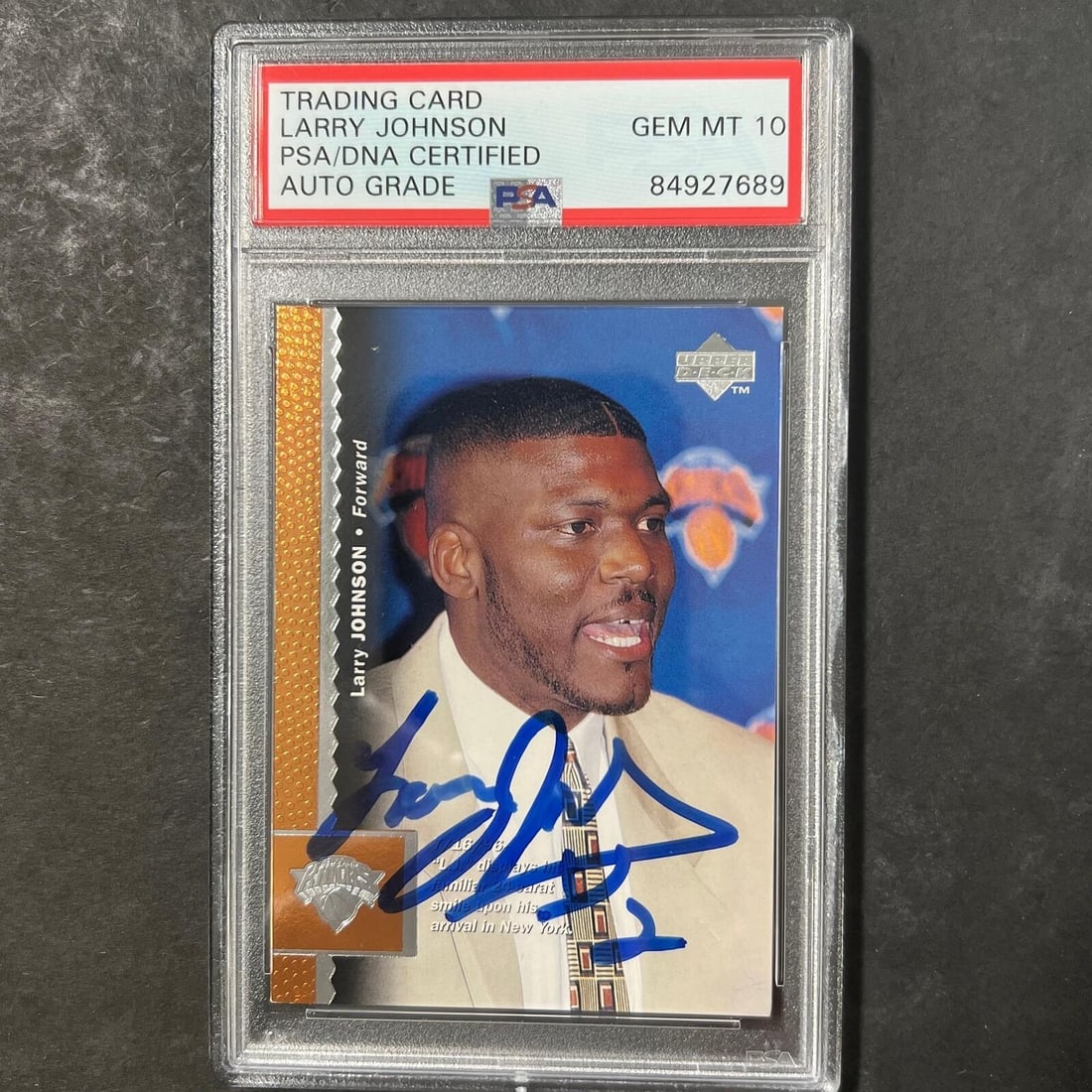 1996-97 upper deck #261 larry: 1996-97 upper deck #261 larry johnson signed card auto 10 PSA slabbed knicks 1996-97 Upper Deck #261 Larry Johnson Signed Card AUTO 10 PSA Slabbed Knicks SKU no: RBJ7836553543768