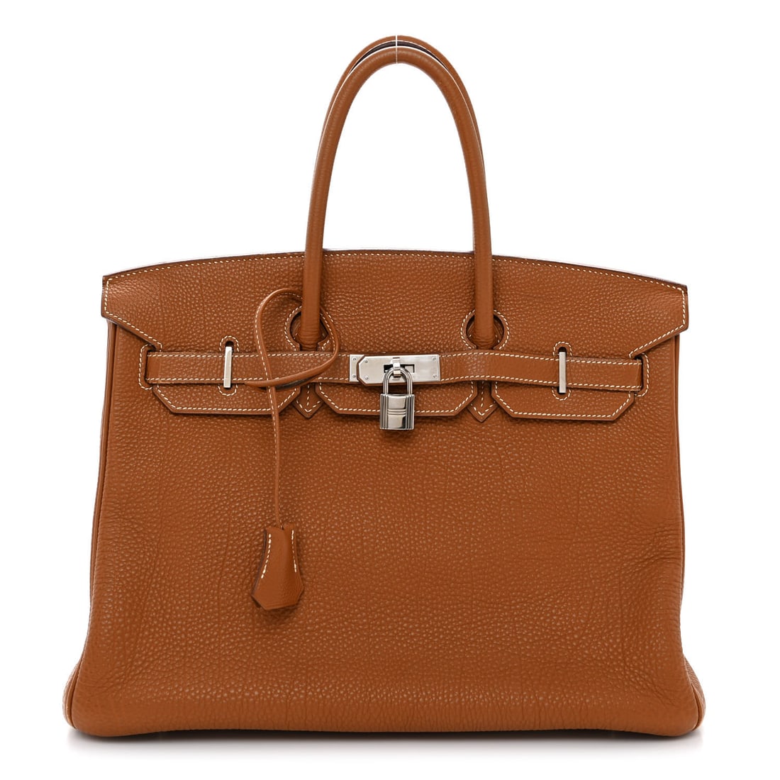 Fjord Birkin 35 Gold: Hermes Fjord Birkin 35 Gold Brand: HERMES Condition: Shows Wear Condition Details: Exterior: Corner wear, scuffs, edge wear, cracks, marks, wear at resin glazing, Handle: Edge wear, scuffs, wear at re