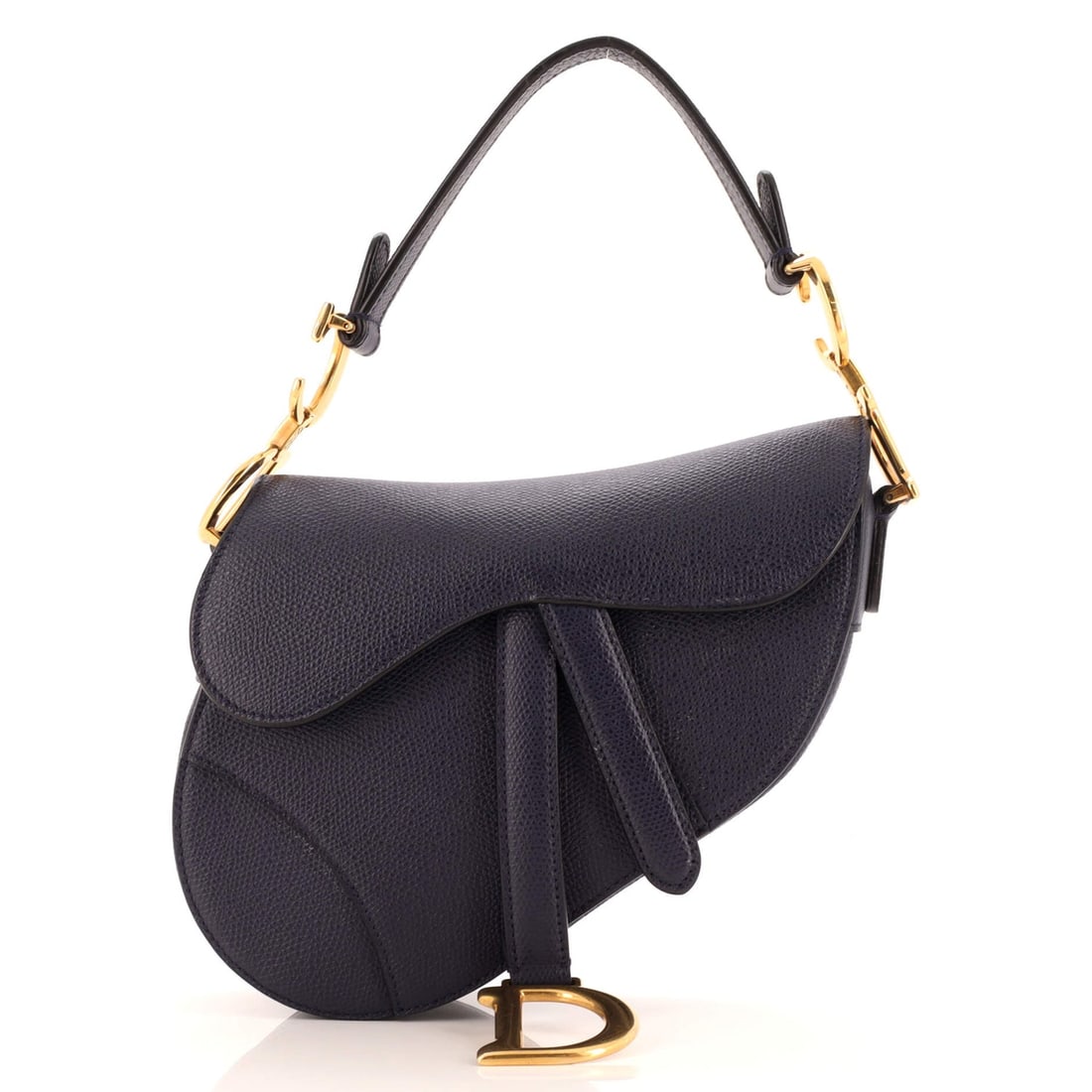 Christian Dior Saddle Handbag Leather: Christian Dior Saddle Handbag Leather Mini Exterior Color: Blue Interior Color: Blue Exterior Material: Leather Interior Material: Microfiber Hardware Color: Aged Gold Accessories: Dust bag