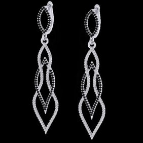 1.90 ctw Micro Pave Black & VS/SI Diamond Earrings 14k White Gold