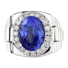 Tanzanite and Diamond Ring 14K White Gold