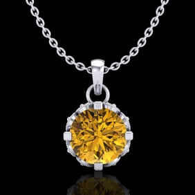 0.85 ctw Intense Fancy Yellow Diamond Art Deco Necklace 18k White Gold