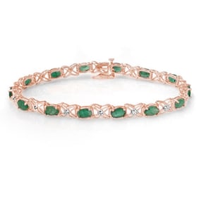 6.85 ctw Emerald & Diamond Bracelet 18k Rose Gold