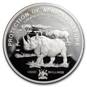 1993 Uganda Silver 10,000 Shillings