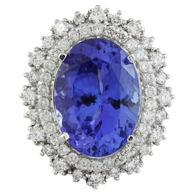 Tanzanite Diamond Ring 14K White Gold