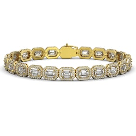 16.72 ctw Emerald Cut Diamond Micro Pave Bracelet 18K Yellow Gold