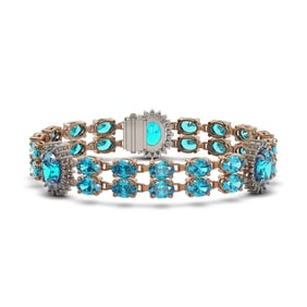 33.49 ctw Swiss Topaz & Diamond Bracelet 14K Rose Gold