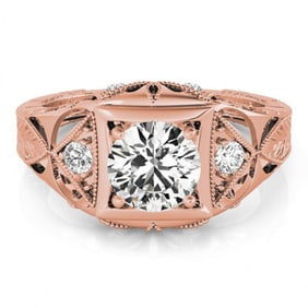 0.60 ctw Certified VS/SI Diamond Antique Ring 18k Rose Gold