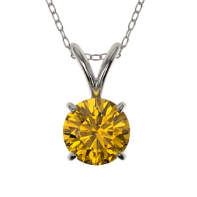 0.75 ctw Certified Intense Yellow Diamond Necklace 10k White Gold