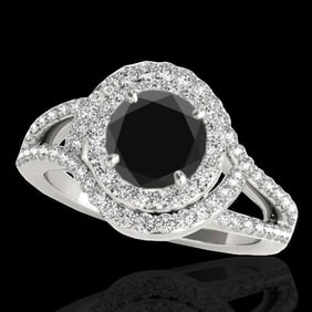 1.9 ctw Certified VS Black Diamond Solitaire Halo Ring 10k White Gold