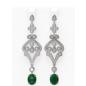 11.15 ctw Emerald & Diamond Earrings 18K White Gold