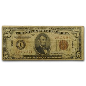 1934-A $5.00 Brown Seal Hawaii