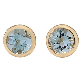 Aquamarine Earrings 14K Yellow Gold