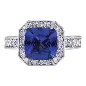 Tanzanite Diamond Ring 14K White Gold