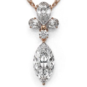 1.4 ctw Marquise Cut Diamond Designer Necklace 18K Rose Gold