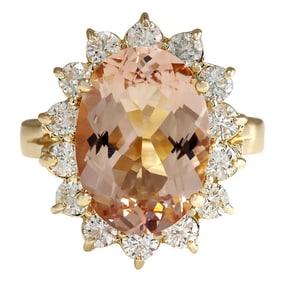 Morganite 14K Yellow Gold Diamond Ring