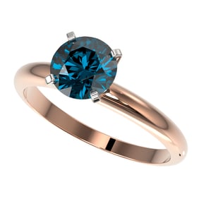 1.55 ctw Certified Intense Blue Diamond Engagment Ring 10k Rose Gold