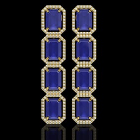20.59 ctw Sapphire & Diamond Micro Pave Halo Earrings 10k Yellow Gold