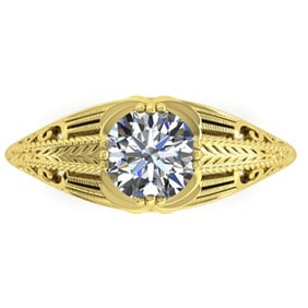 1 ctw Solitaire Certified VS/SI Diamond Ring Art Deco 14k Yellow Gold