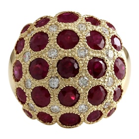 Ruby Diamond Ring 14K Yellow Gold