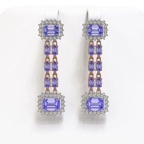 11.26 ctw Tanzanite & Diamond Earrings 14K Rose Gold