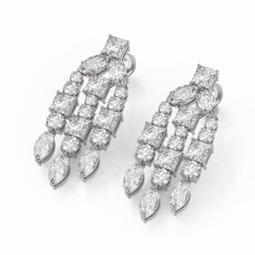 6.4 ctw Princess & Marquise cut Diamond Earrings 18K White Gold