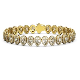 12.2 ctw Pear Cut Diamond Micro Pave Bracelet 18K Yellow Gold