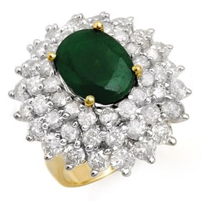10.02 ctw Emerald & Diamond Ring 14k Yellow Gold